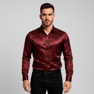 Satijnen bloemen overhemd heren