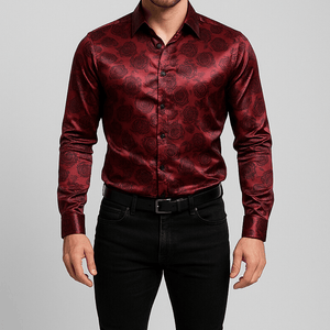 Satijnen bloemen overhemd heren