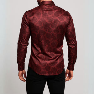 Satijnen bloemen overhemd heren