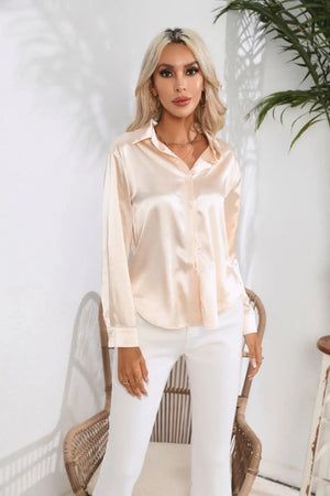 Satijnen blouse champagne