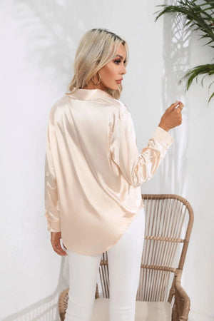 Satijnen blouse champagne