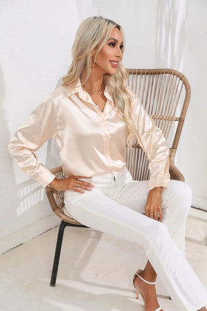 Satijnen blouse champagne