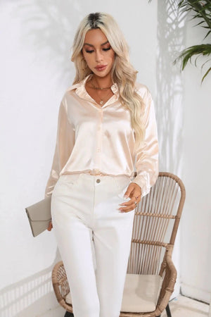 Satijnen blouse champagne
