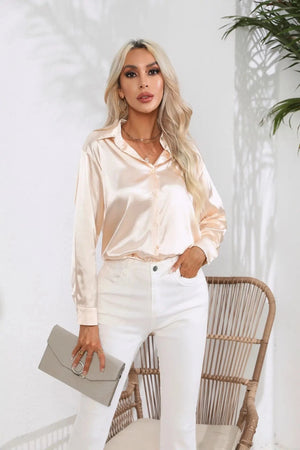 Satijnen blouse champagne