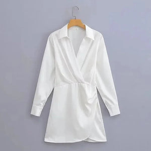 Satijnen blousejurk S / Wit