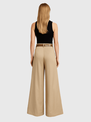 Satijnen broek beige