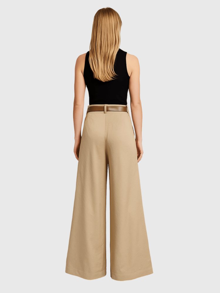 Satijnen broek beige