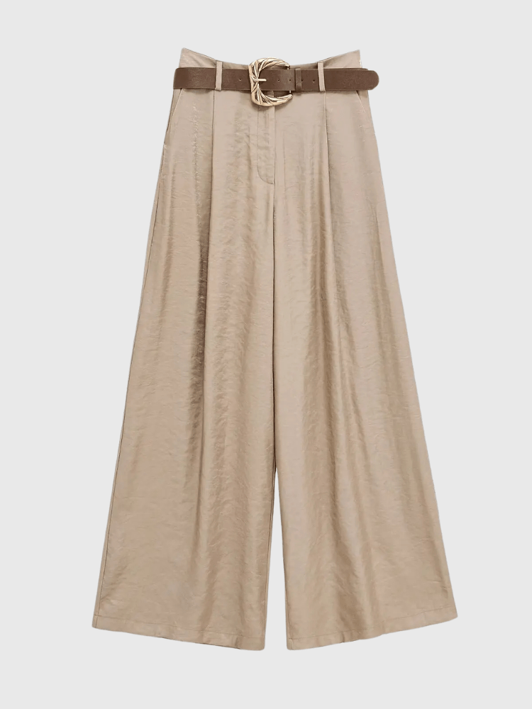 Satijnen broek beige