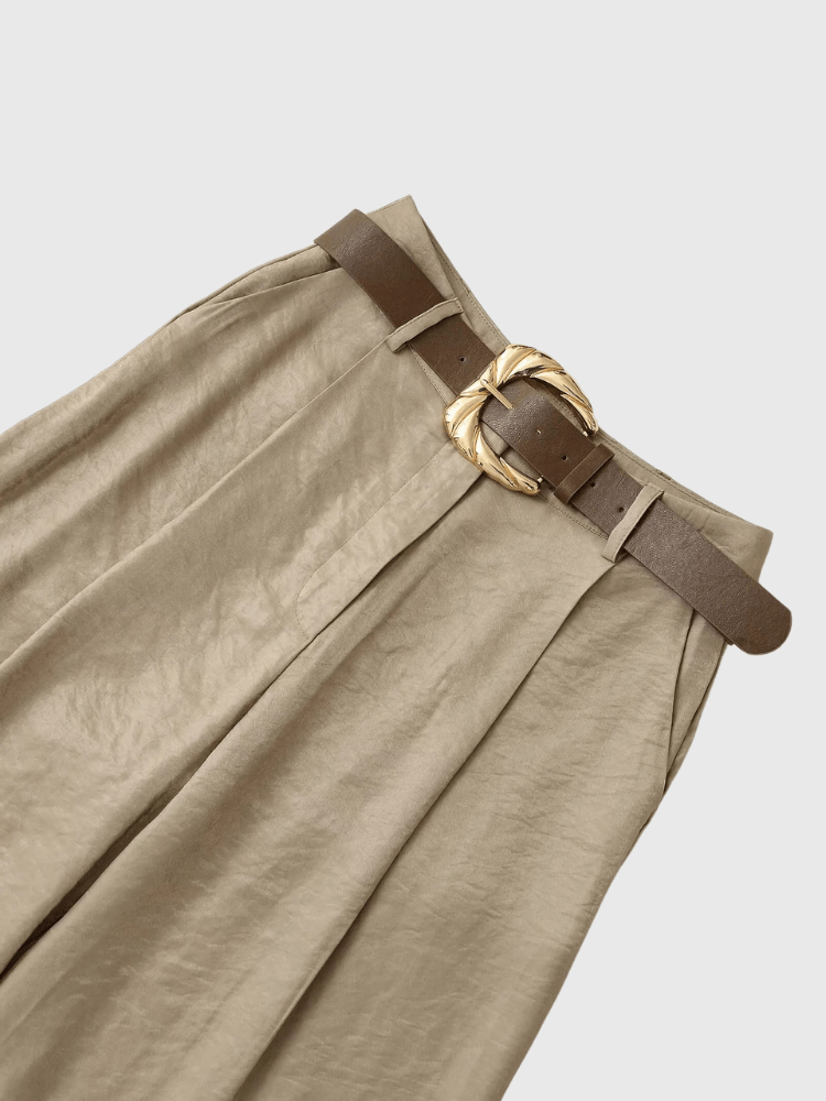 Satijnen broek beige