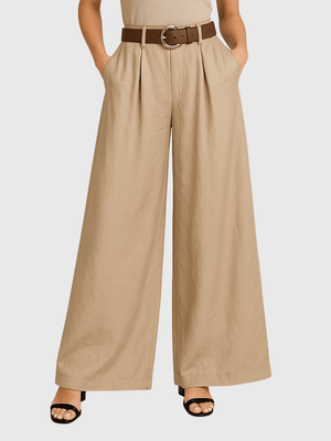 Satijnen broek beige Beige / S