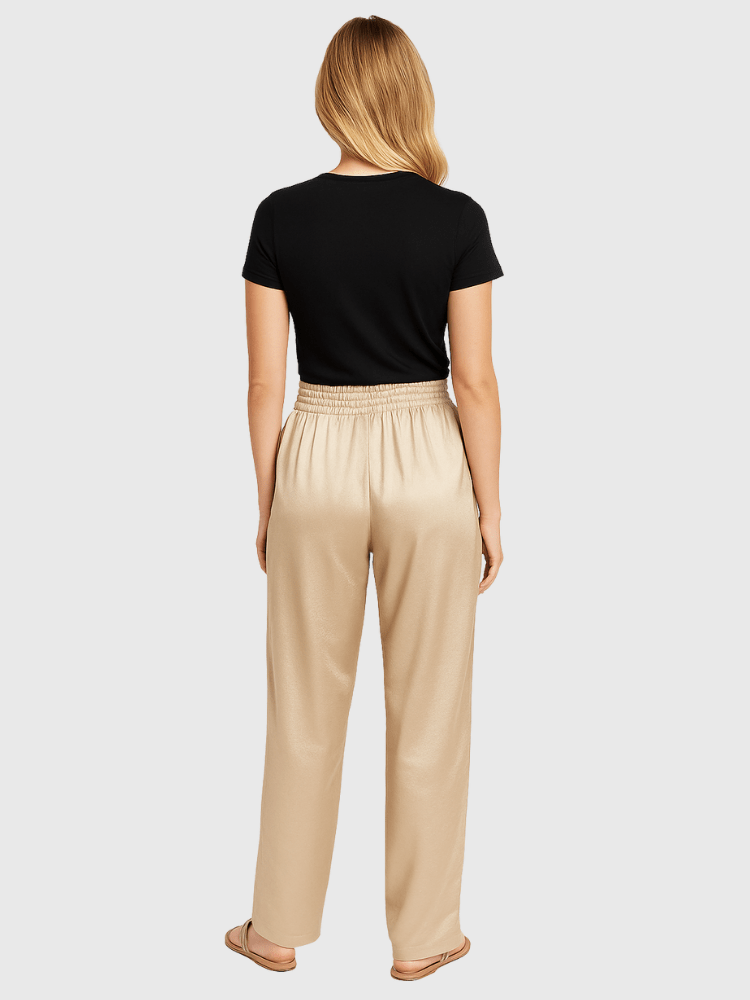 Satijnen broek champagne