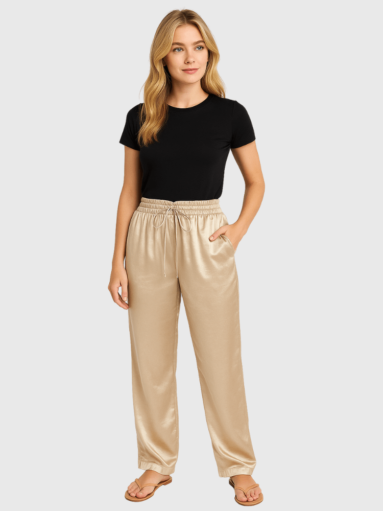 Satijnen broek champagne