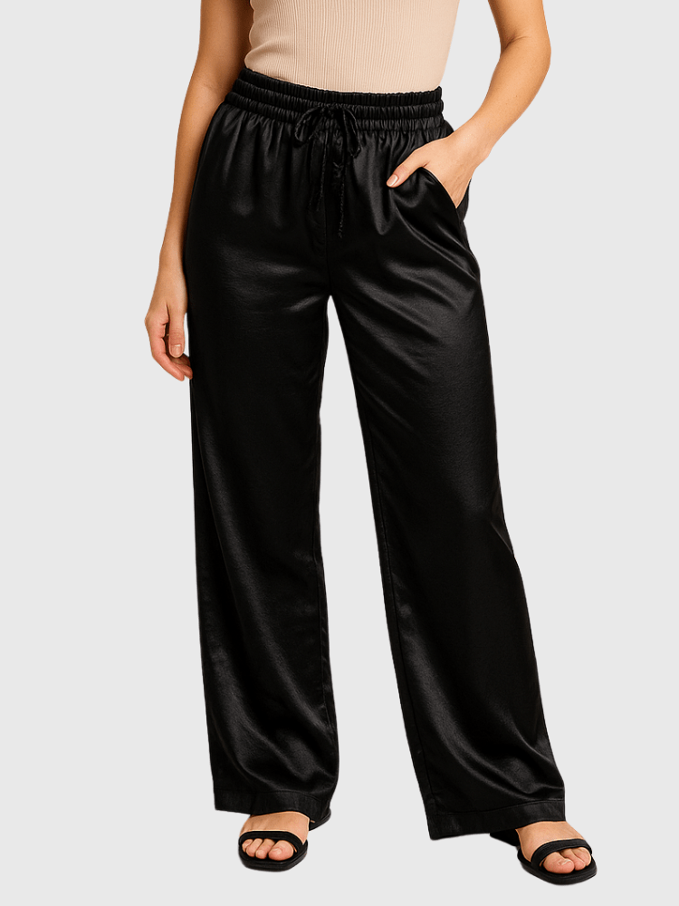 Satijnen broek dames zwart Zwart / XS