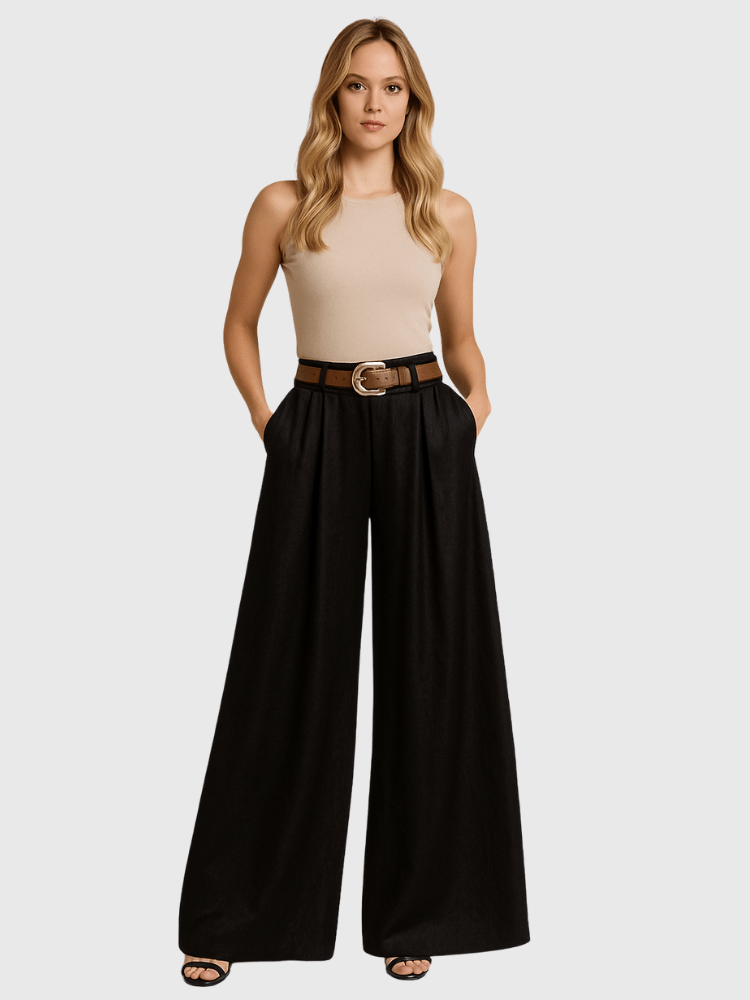 Satijnen broek zwart