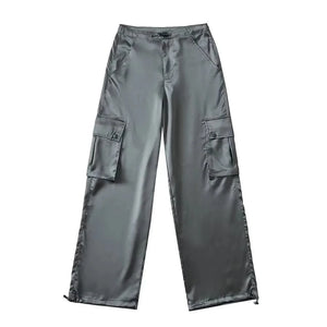 Satijnen cargobroek Donkergrijs / XS