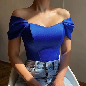 Satijnen corset top Blue / S