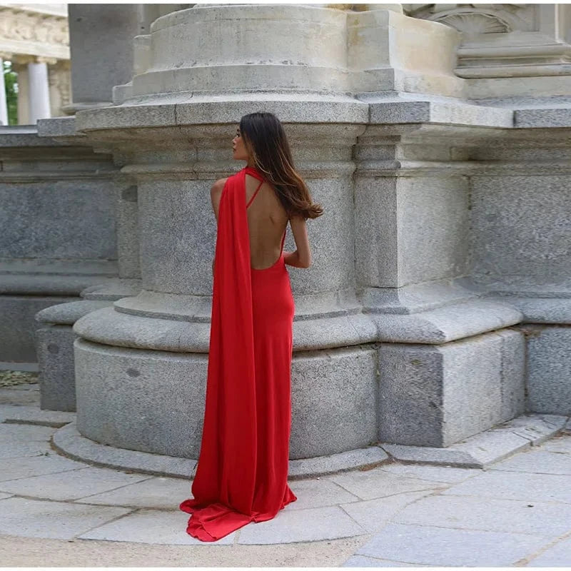 Satijnen galajurk open rug