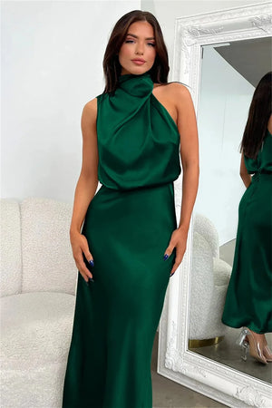 Satijnen halterjurk