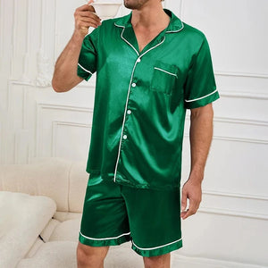 Satijnen heren zomer pyjama Groen / S
