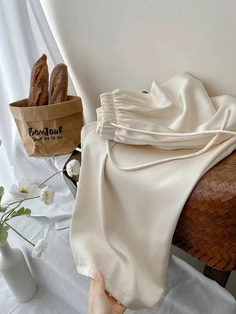 Satijnen joggingbroek Beige / S