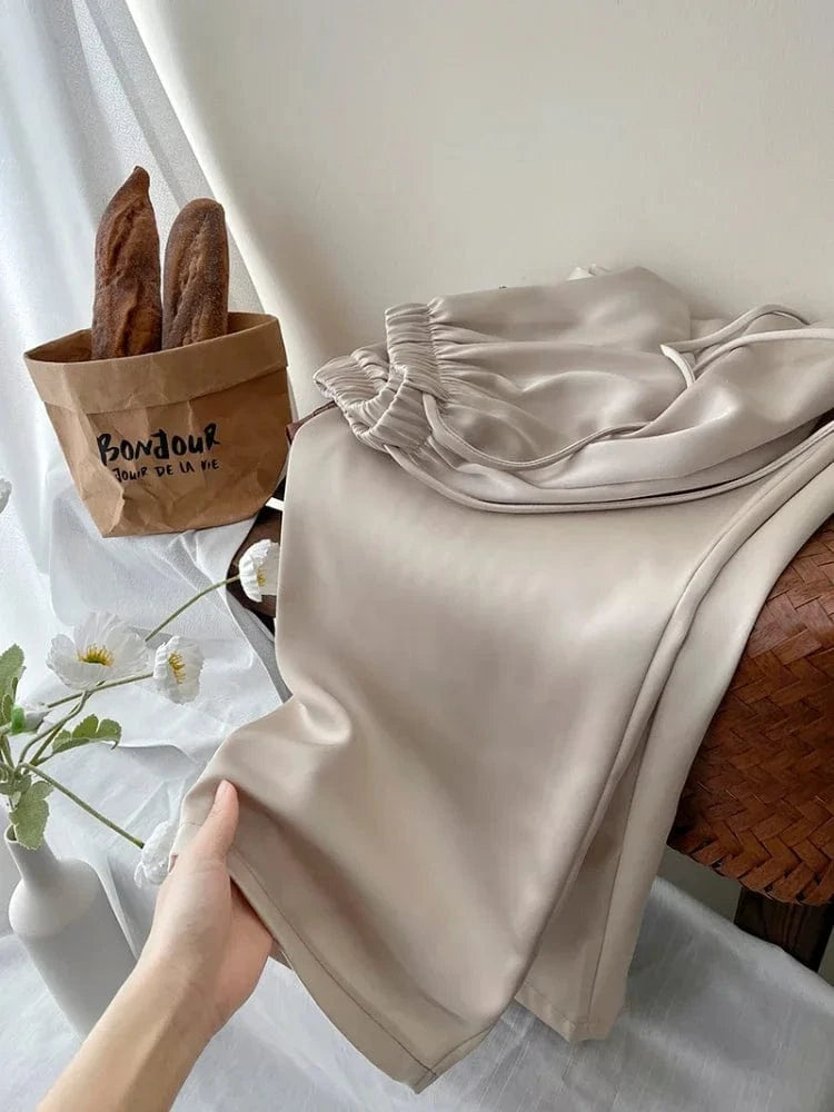 Satijnen joggingbroek Champagne / S