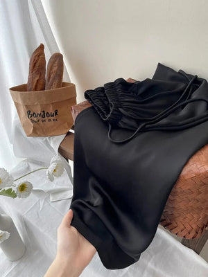 Satijnen joggingbroek Zwart / S