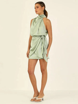 Satijnen jurk mouwloos