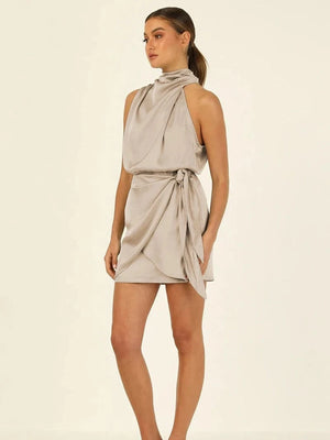 Satijnen jurk mouwloos