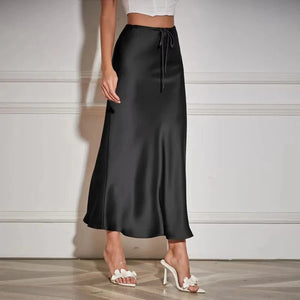 Satijnen midi rok