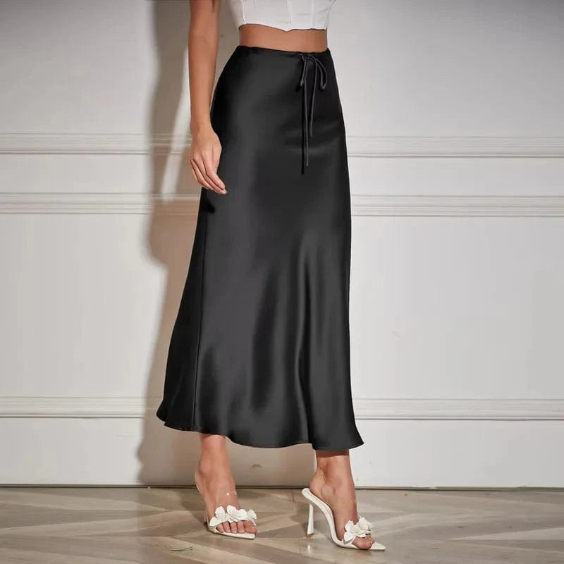 Satijnen midi rok