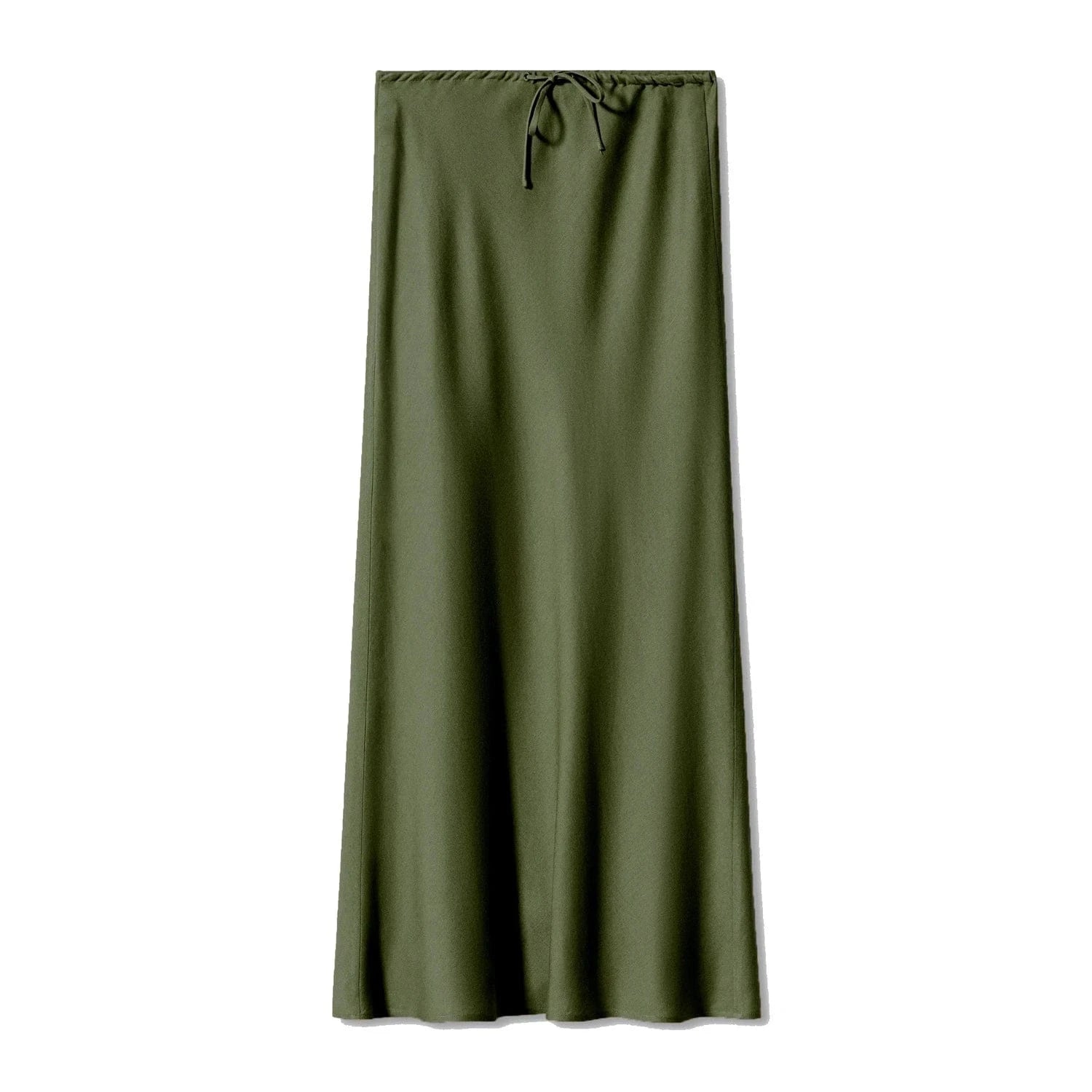 Satijnen midi rok Legergroen / S