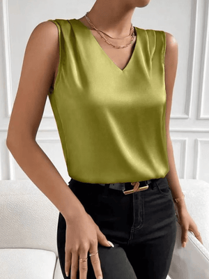 Satijnen mouwloze top