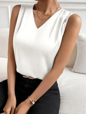 Satijnen mouwloze top