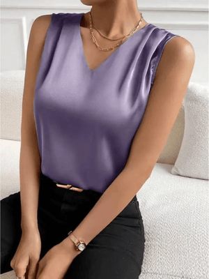 Satijnen mouwloze top