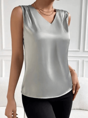 Satijnen mouwloze top