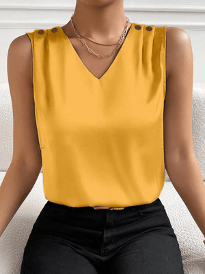Satijnen mouwloze top Mosterdgeel / S