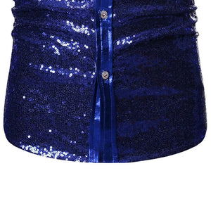 Satijnen overhemd met all-over pailletten