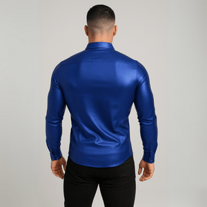 Satijnen overhemd met all-over pailletten