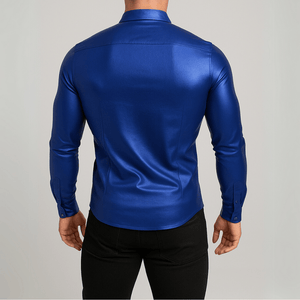 Satijnen overhemd met all-over pailletten