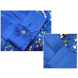 Satijnen overhemd met laser-cut paillettenoverlay