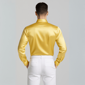 Satijnen overhemd met laser-cut paillettenoverlay