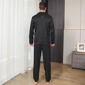 Satijnen pyjama heren zwart