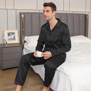 Satijnen pyjama heren zwart