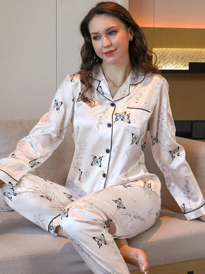 Satijnen pyjama wit Wit / S