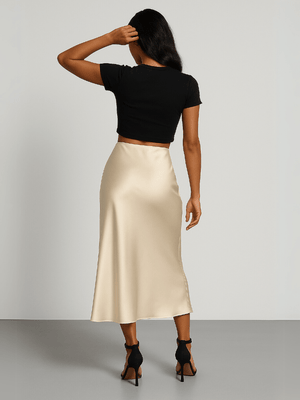 Satijnen rok champagne