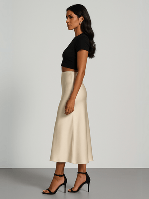 Satijnen rok champagne