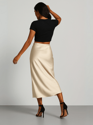 Satijnen rok champagne