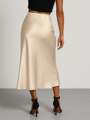 Satijnen rok champagne