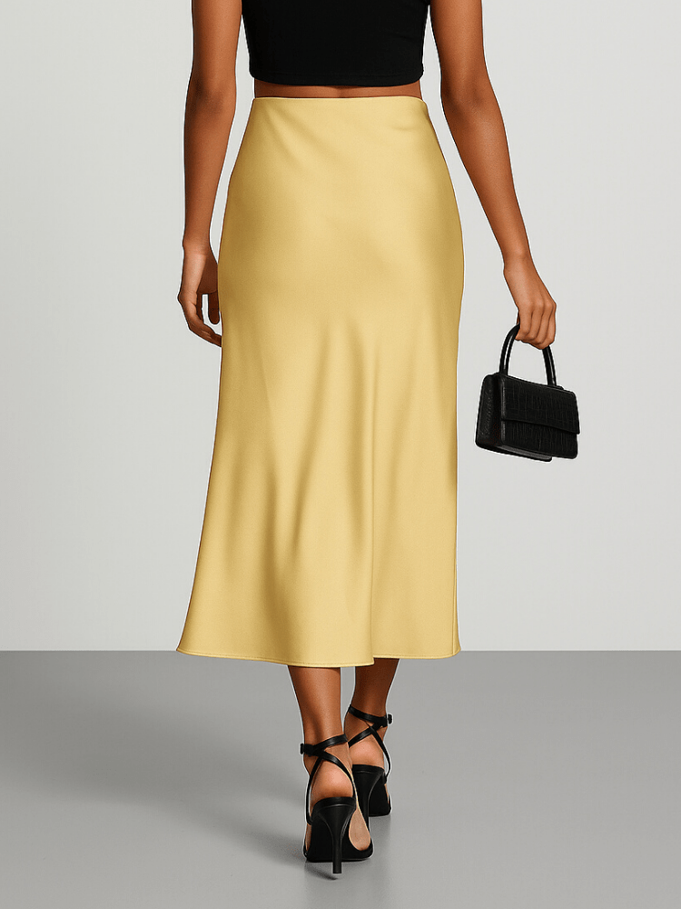 Satijnen rok geel