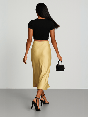 Satijnen rok geel